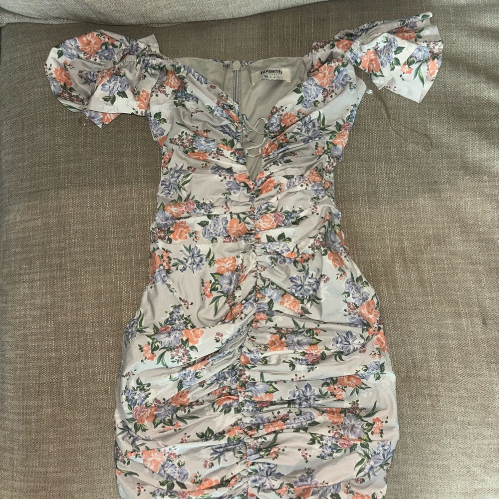 House of CB Floral Ruched Mini Dress